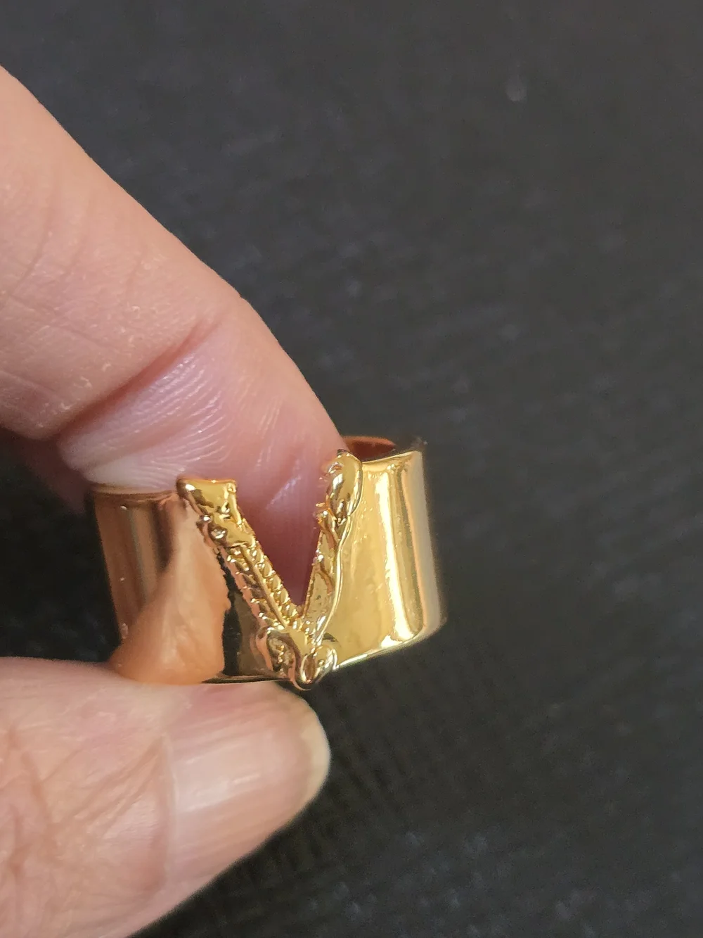 Versace Polished Gold Logo Band Ring